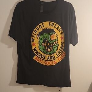 Black Graphic T-Shirt with Colorful Print